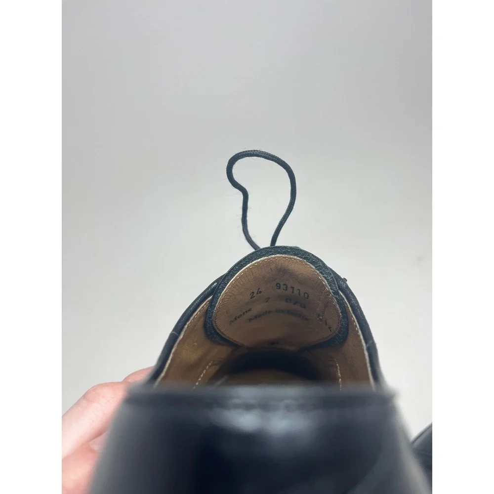 Johnston & Murphy Men's Dress Shoes 7 Black Cap Toe Lace Up Leather Oxfords